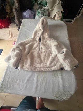 PULL&BEAR Sudadera Torera Capucha Pelo Azul XS