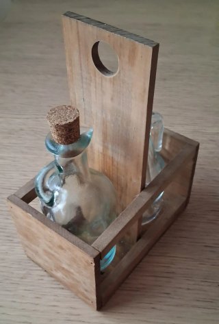 Vinagrera y aceitera artesanal madera