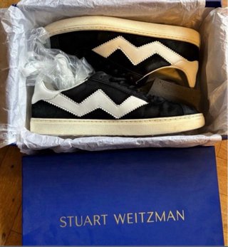 Stuart Weitzman Zapatillas Ante Negro/Blanco