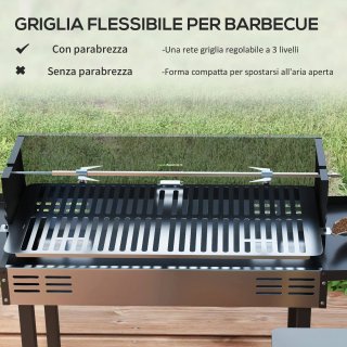 Barbecue a Carbone 3 Livelli con Girarrosto Inox