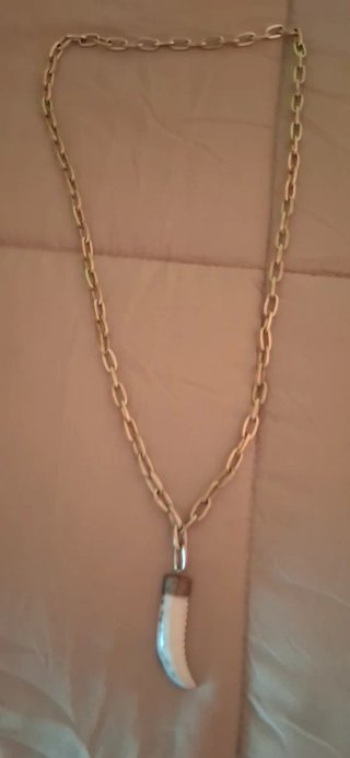 Collar cadena dorada con colgante diente