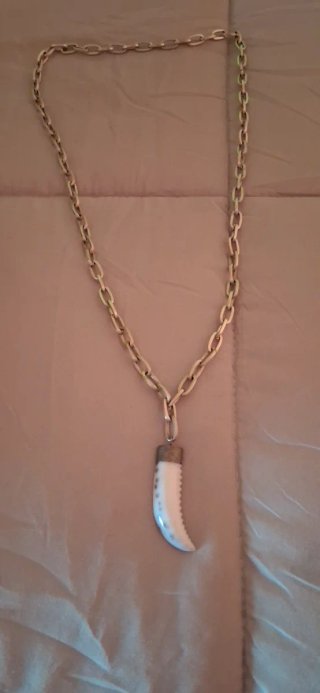 Collar cadena dorada con colgante diente