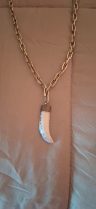 Collar cadena dorada con colgante diente