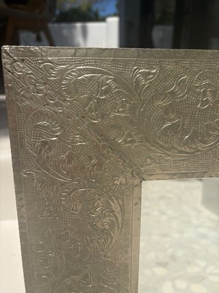 Pareja de espejos artesanales plateados