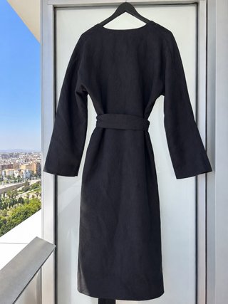 Abrigo Zara Lino 100% Talla Única Gris