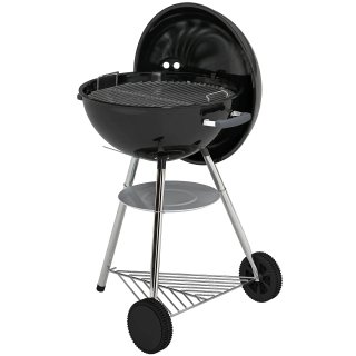 Barbecue a Carbone Rotondo con Termometro Nero