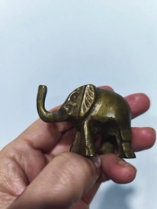 Elefante Antiguo Bronce Macizo Suerte India
