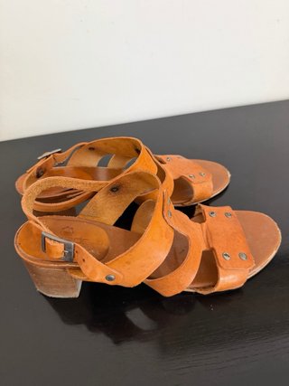 Sandali donna cuoio arancione