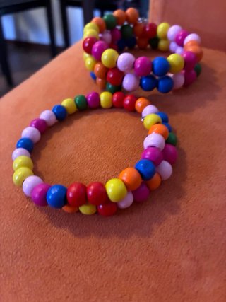Bracciali rigidi perline legno multicolor