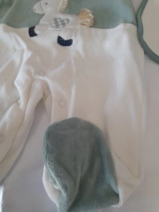 Tutina, cappellino e bavetta ciniglia 0-3 mesi