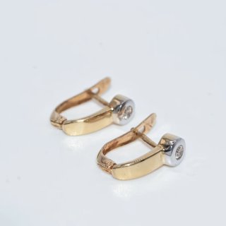 Pendientes Oro 18k Bicolor con Circonita