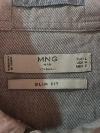 Oxford Slim Fit Mango Man Gris T. L Sin uso