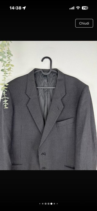 Blazer grigio gessato lana vergine XL