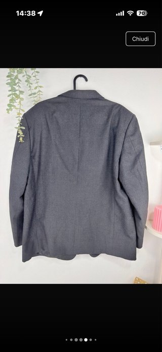 Blazer grigio gessato lana vergine XL