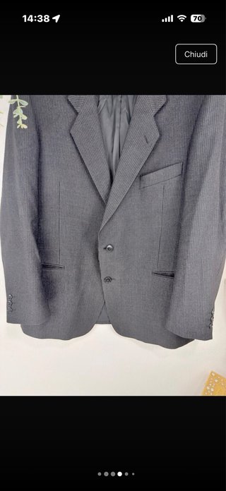 Blazer grigio gessato lana vergine XL