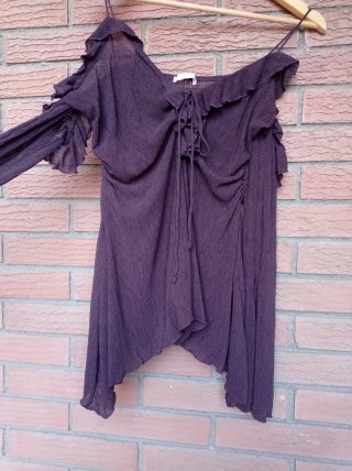 Blusa marrón con Volantes y2k vintage