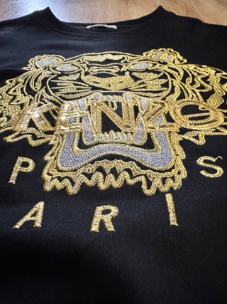 Sudadera Kenzo Negra con Logo Tigre Dorado