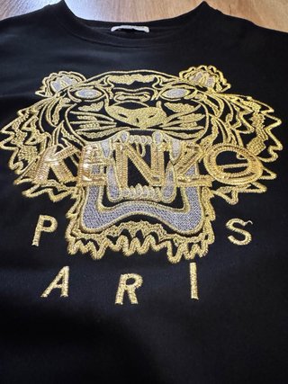 Sudadera Kenzo Negra con Logo Tigre Dorado