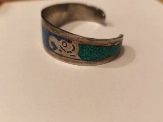 Pulsera Mexicana Plata,  Turquesa y azul