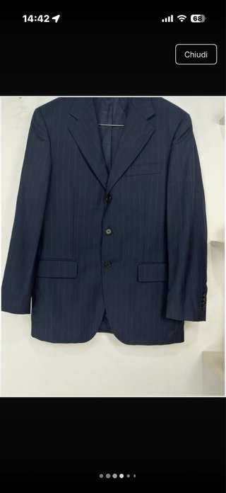 Blazer blu righe pura lana vergine M/L