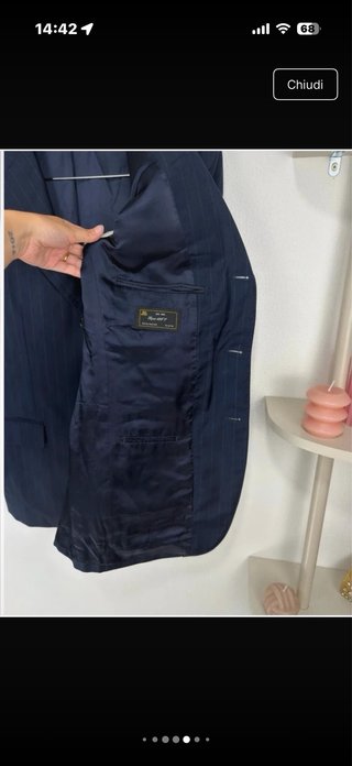 Blazer blu righe pura lana vergine M/L