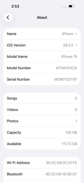 iPhone 15 128GB Negro Batería 88%
