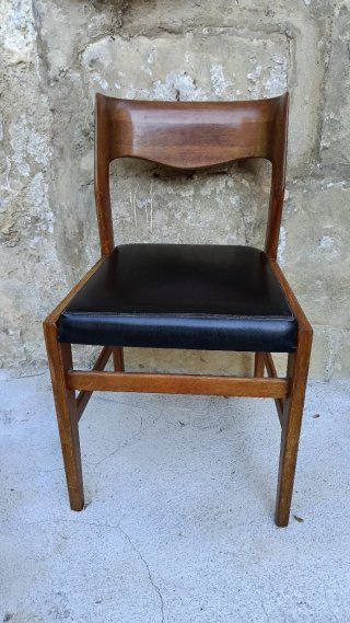 Silla madera retro asiento polipiel negro