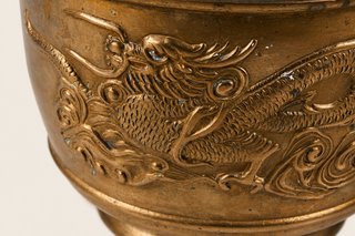 Pentola cinese ottone drago vintage