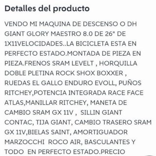 Bicicleta Giant Glory Descenso