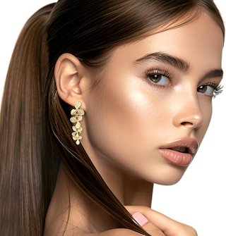 Pendientes florales de clip Dorados Sin agujero