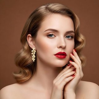 Pendientes florales de clip Dorados Sin agujero