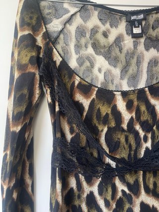 Top Just Cavalli animalier e pizzo