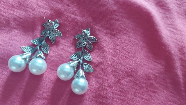 Pendientes Novia Fiesta Perlas Flores Brillantes