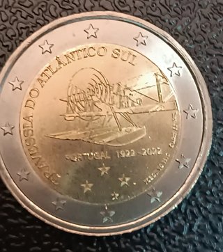 2x 2€ Portugal 2022 1er vuelo y 2026 Rotary