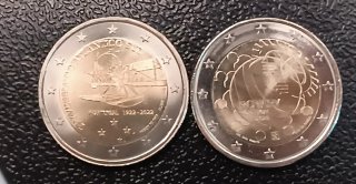 2x 2€ Portugal 2022 1er vuelo y 2026 Rotary