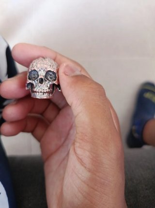 Anillo Calavera Plata Multicolor