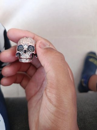 Anillo Calavera Plata Multicolor