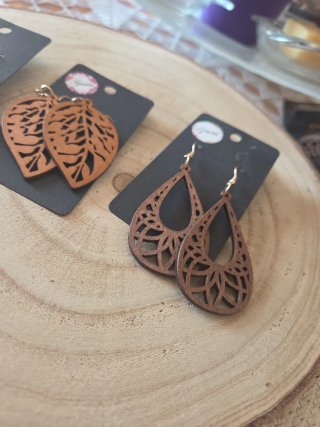 Lote pendientes boho madera