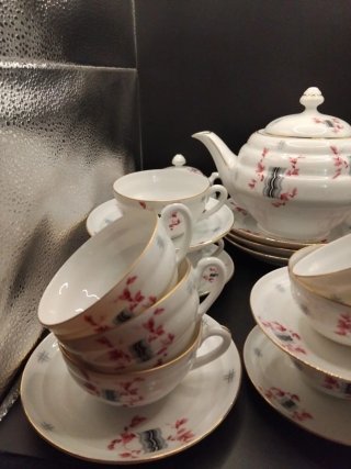 Juego de cafe, té porcelana Art Decó