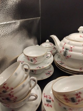 Juego de cafe, té porcelana Art Decó