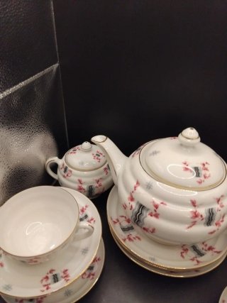 Juego de cafe, té porcelana Art Decó