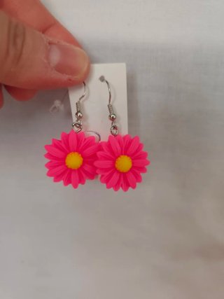 Pendientes Flor Rosa y Amarillo