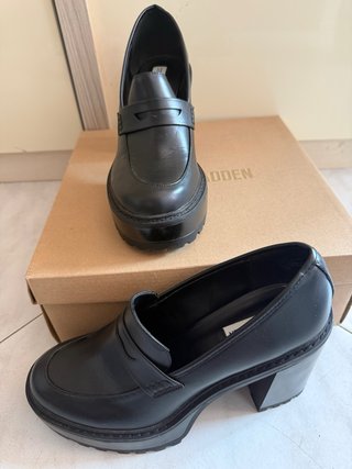 Mocassini Steve Madden tacco alto neri in vera lep