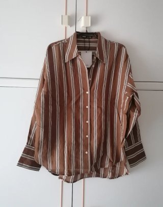 Camisa Marrón Rayas, Mango
