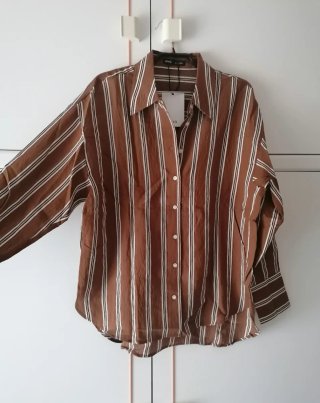 Camisa Marrón Rayas, Mango