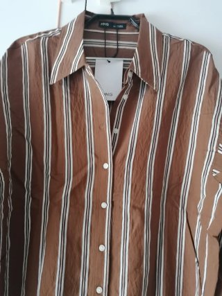Camisa Marrón Rayas, Mango