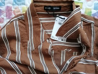 Camisa Marrón Rayas, Mango