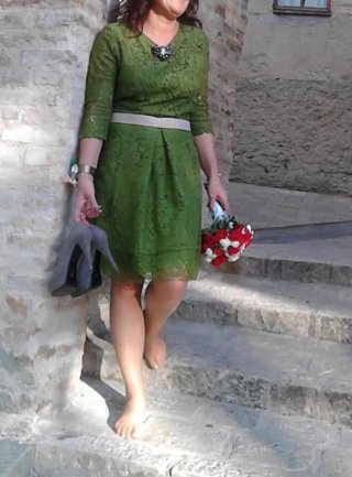 Abito donna elegante verde pizzo