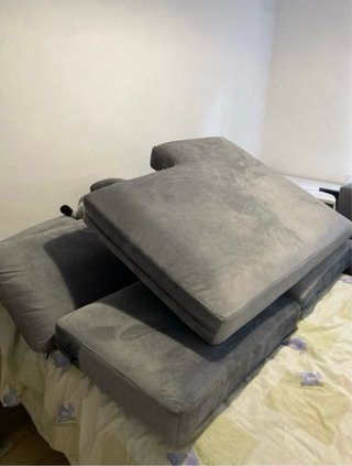 Sofá Terciopelo Gris Sin Uso Chaiselonge Revers