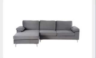 Sofá Terciopelo Gris Sin Uso Chaiselonge Revers
